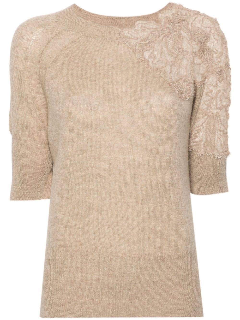 Ermanno Scervino lace-detail sweater - Brown von Ermanno Scervino