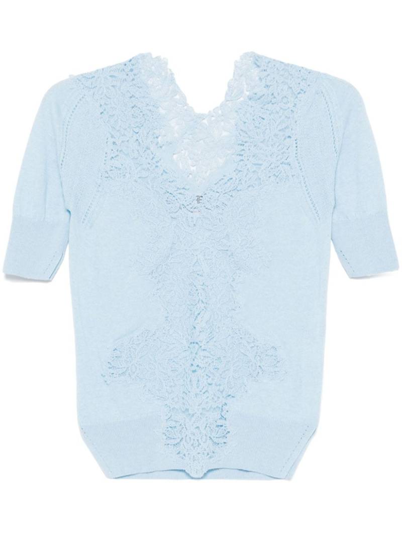 Ermanno Scervino lace-detail top - Blue von Ermanno Scervino