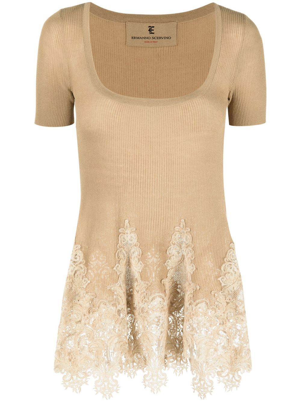 Ermanno Scervino lace-detailing knitted blouse - Neutrals von Ermanno Scervino