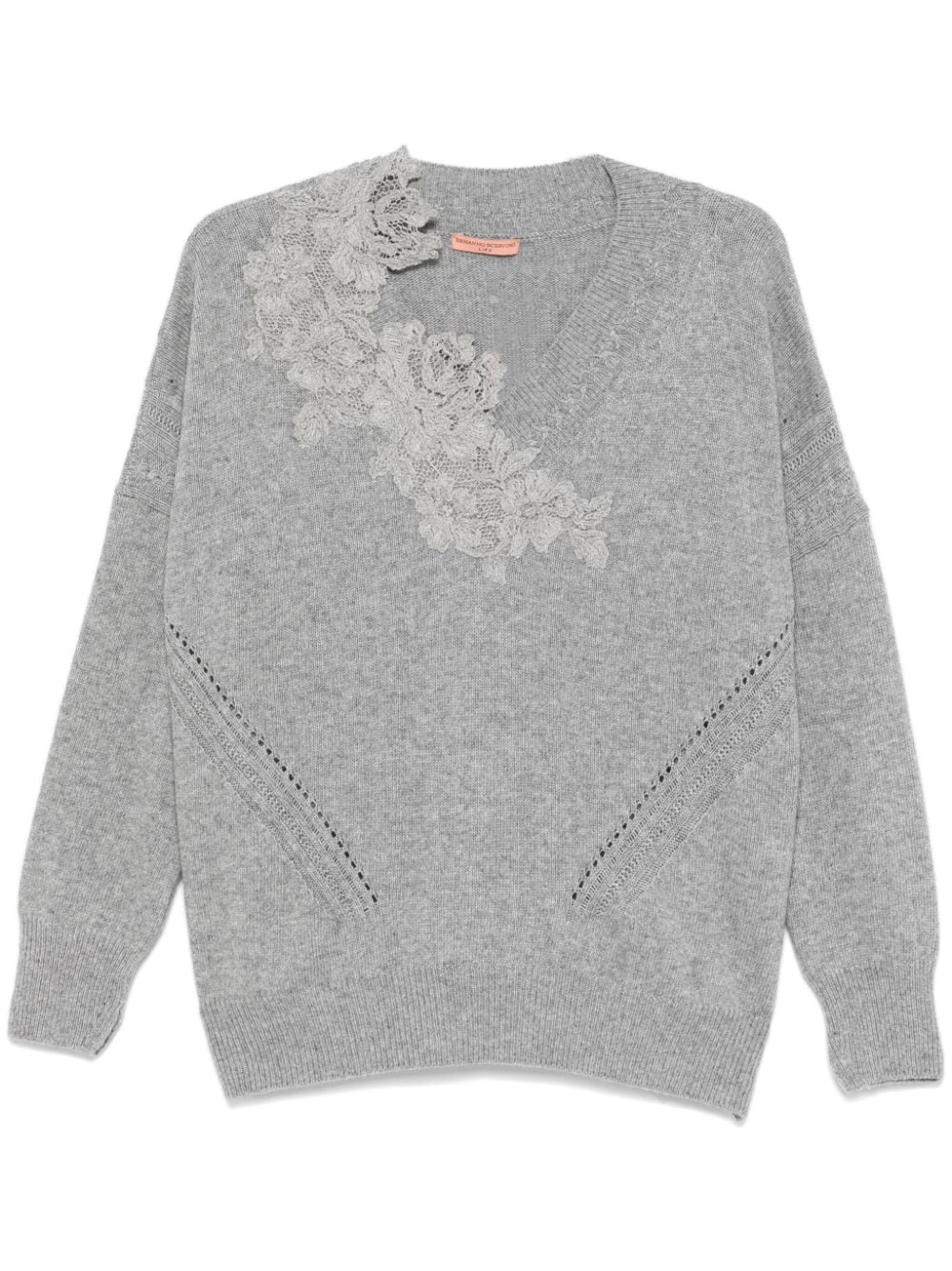 Ermanno Scervino lace-embroidered sweater - Grey