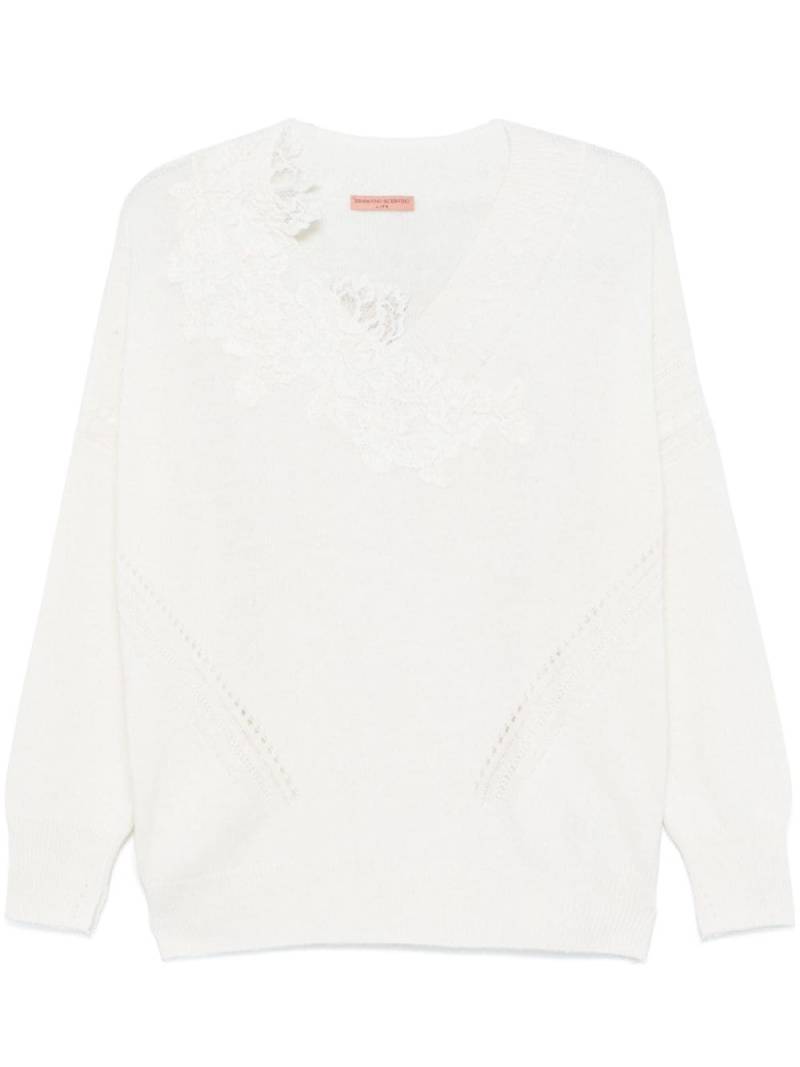 Ermanno Scervino lace-embroidered sweater - White von Ermanno Scervino