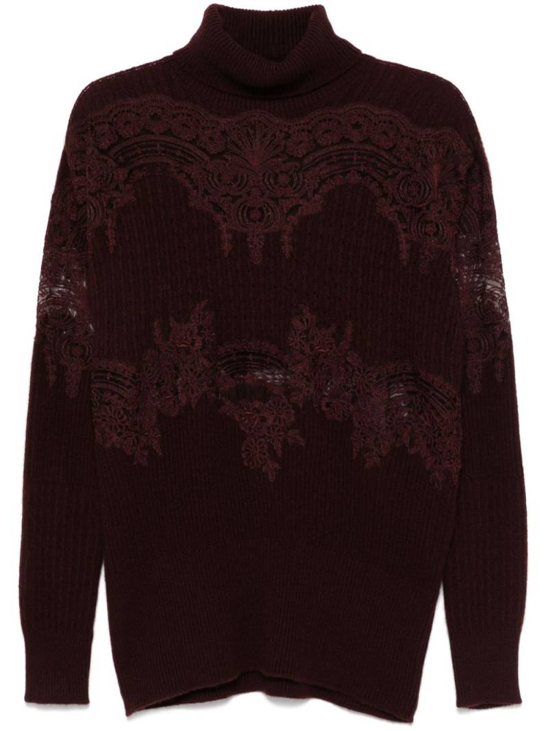 Ermanno Scervino lace-insert sweater - Red von Ermanno Scervino