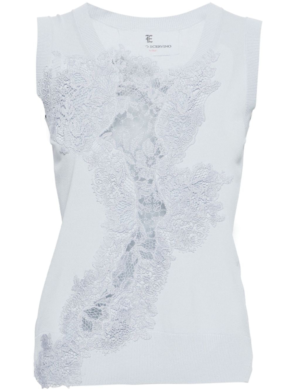 Ermanno Scervino lace-panel fine-knit vest - Blue von Ermanno Scervino