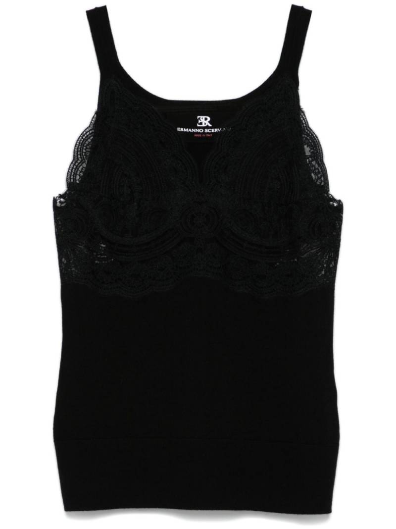 Ermanno Scervino lace-panel knitted top - Black von Ermanno Scervino