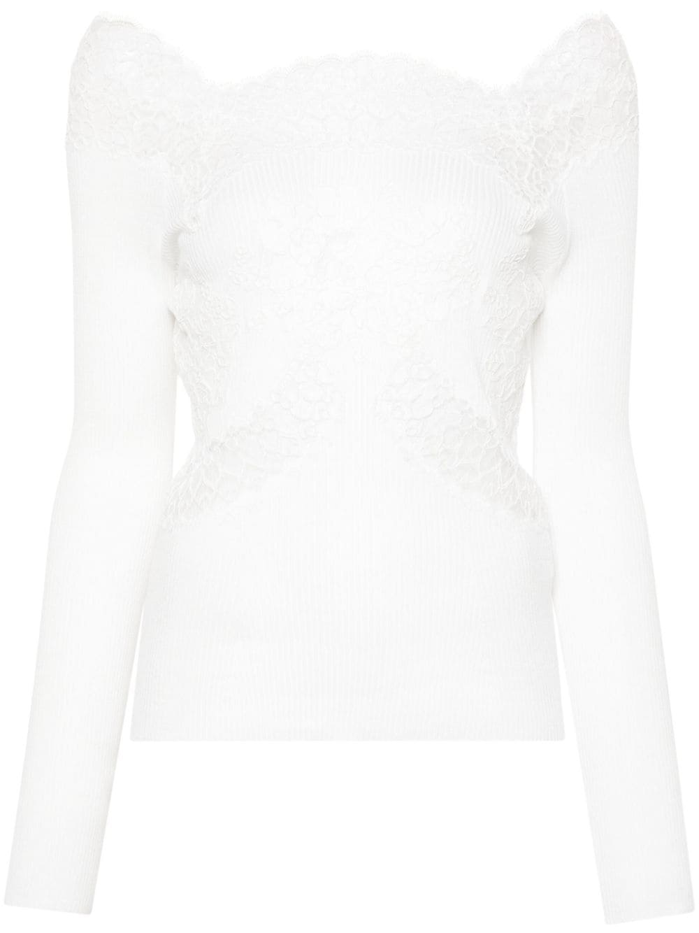 Ermanno Scervino lace-panel knitted top - White von Ermanno Scervino