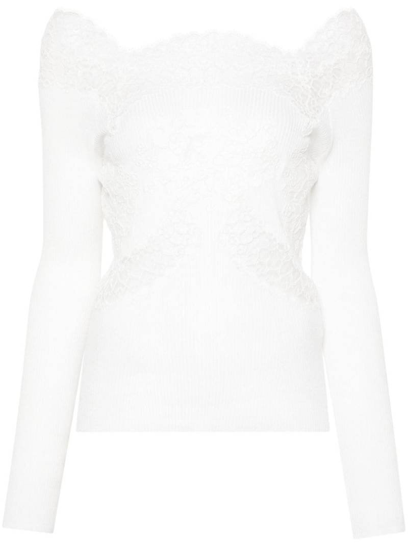 Ermanno Scervino lace-panel knitted top - White von Ermanno Scervino