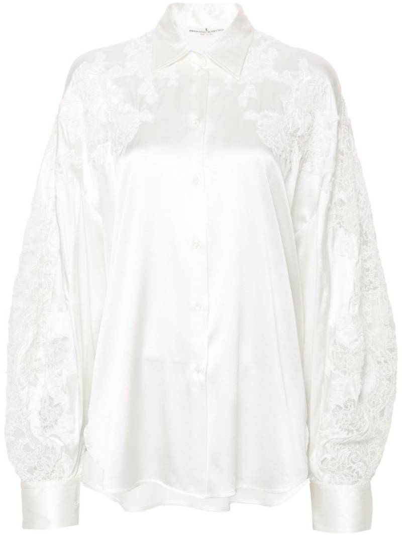 Ermanno Scervino lace-panelled satin shirt - White von Ermanno Scervino