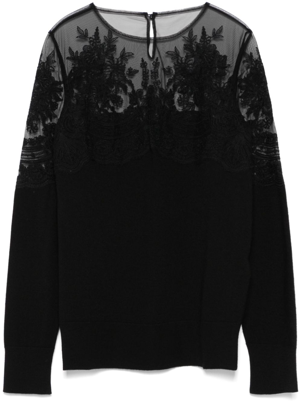 Ermanno Scervino lace-panelled sweater - Black von Ermanno Scervino