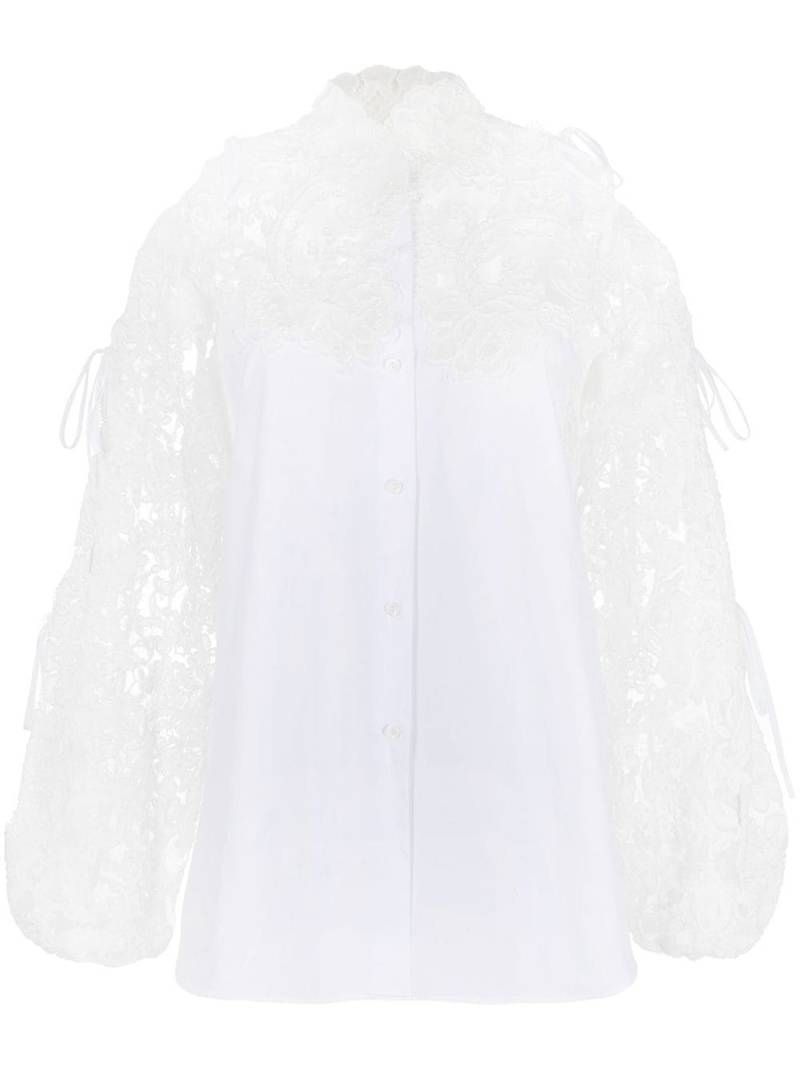 Ermanno Scervino lace-panelling cold-shoulder blouse - White von Ermanno Scervino