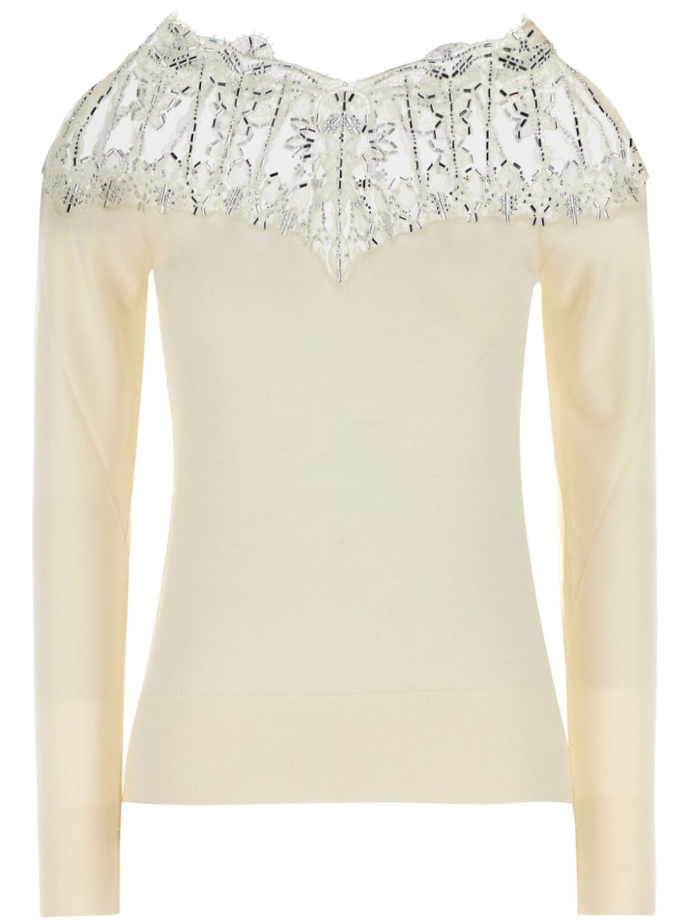 Ermanno Scervino lace-trim jumper - Neutrals von Ermanno Scervino