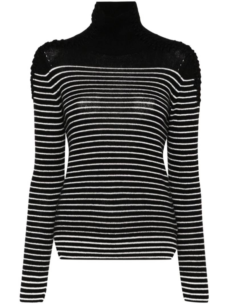 Ermanno Scervino lace-up striped jumper - Black von Ermanno Scervino