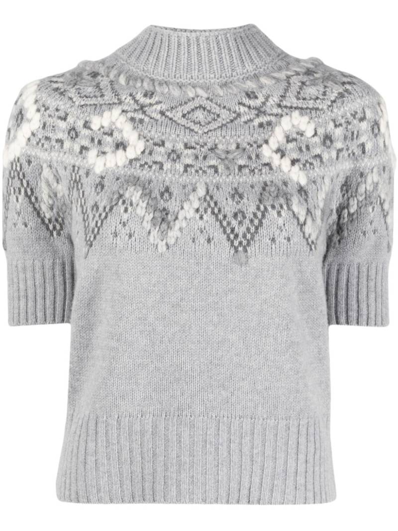 Ermanno Scervino patterned-jacquard short-sleeved jumper - Grey von Ermanno Scervino