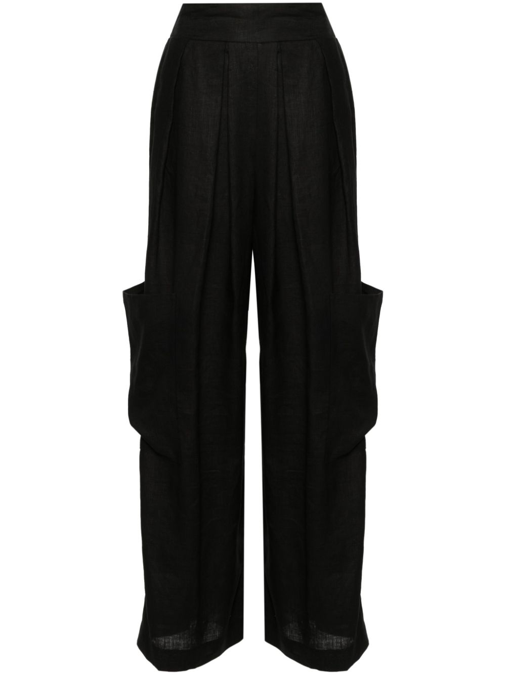 Ermanno Scervino pleat-detail linen trousers - Black von Ermanno Scervino