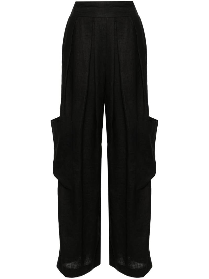 Ermanno Scervino pleat-detail linen trousers - Black von Ermanno Scervino