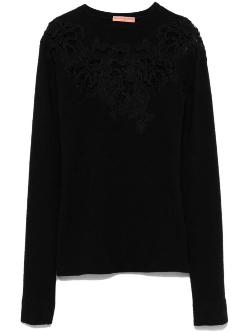 Ermanno Scervino sheer-lace panel sweater - Black von Ermanno Scervino