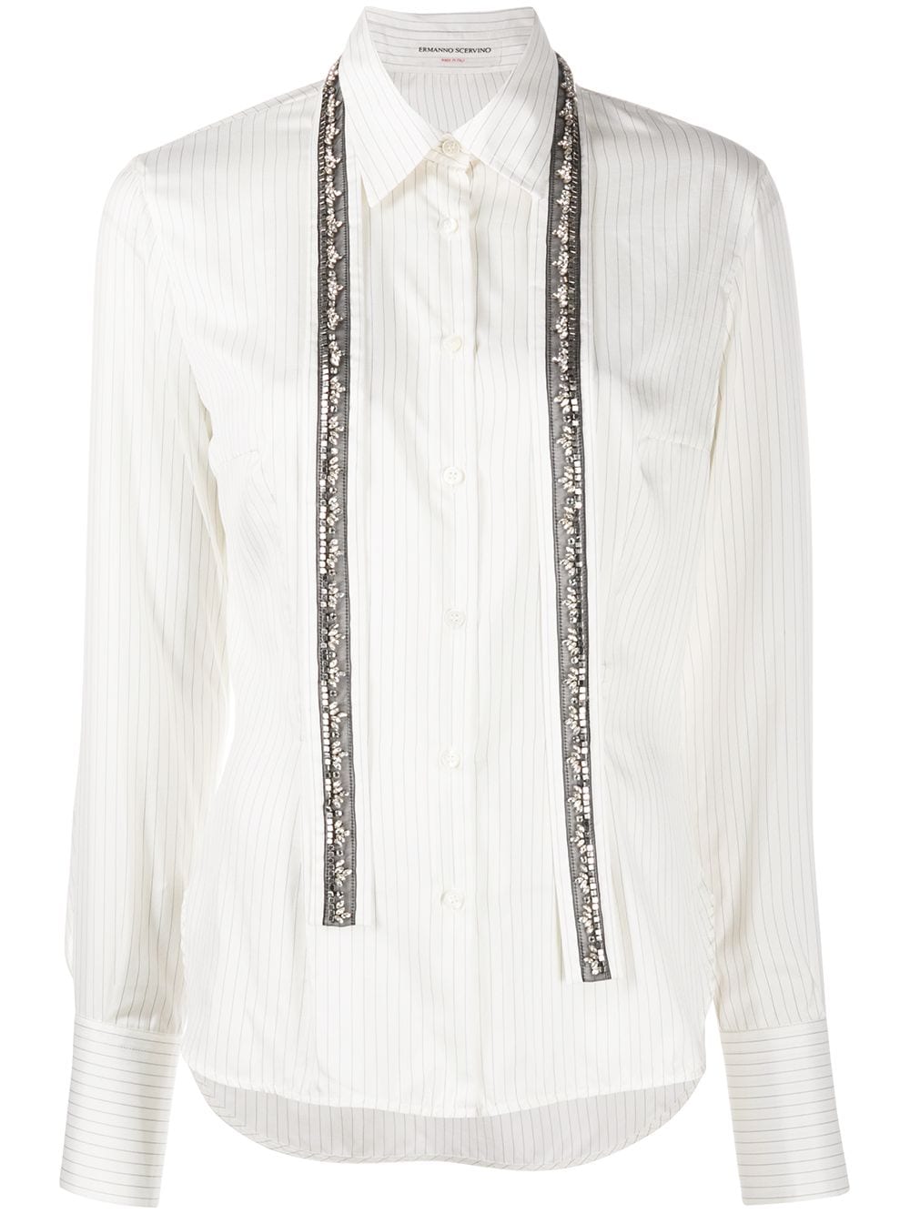 Ermanno Scervino striped studded panel silk shirt - White von Ermanno Scervino