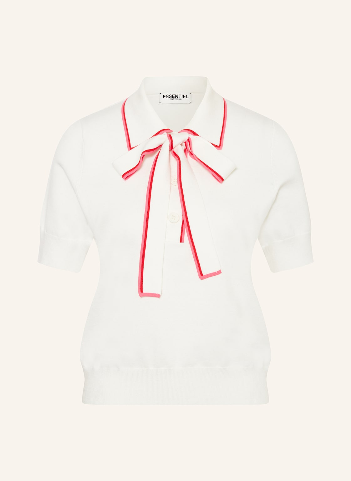 Essentiel Antwerp Strick-Poloshirt Hight Mit Galonstreifen weiss von Essentiel Antwerp