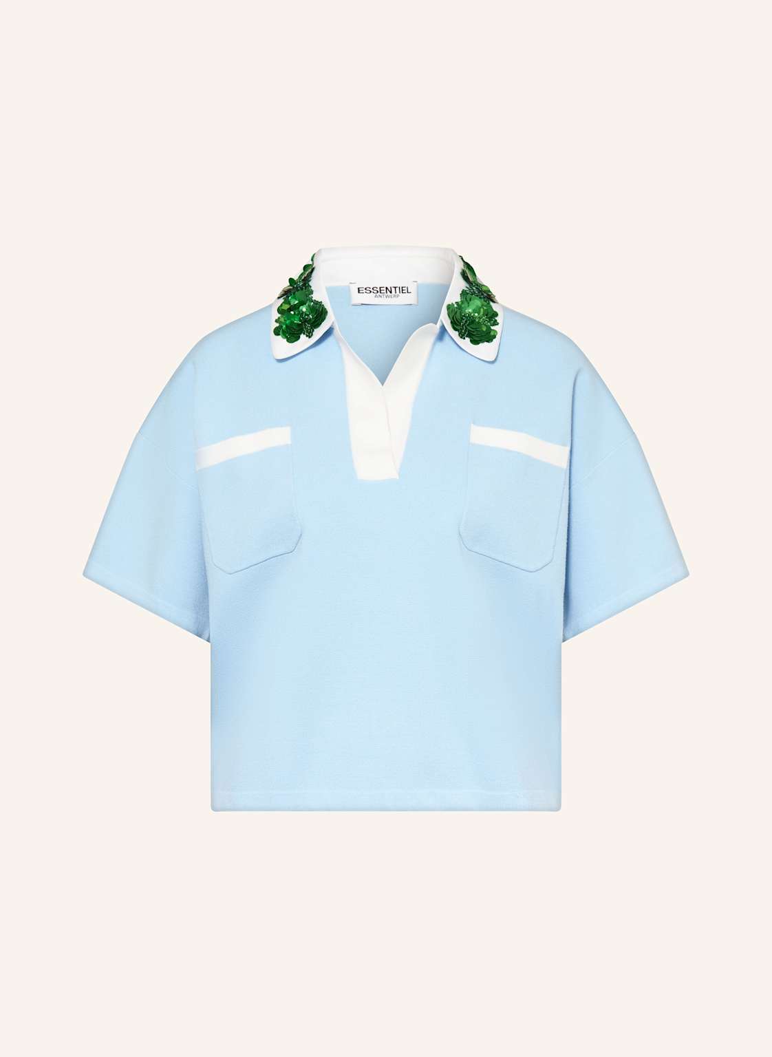 Essentiel Antwerp Strick-Poloshirt Hoiseau Mit Pailletten blau von Essentiel Antwerp