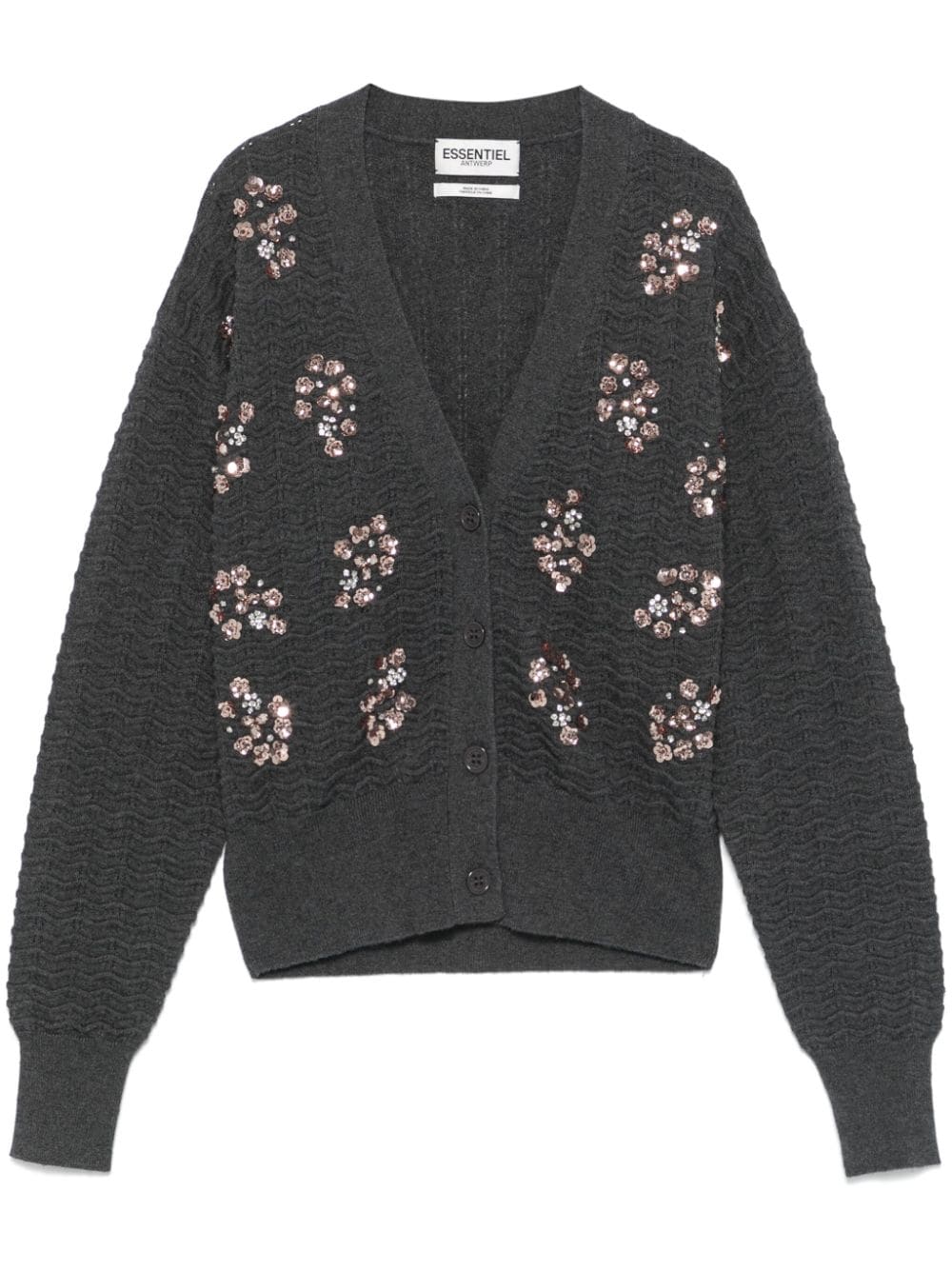 Essentiel Antwerp V-neck sequin-embellished cardigan - Grey von Essentiel Antwerp