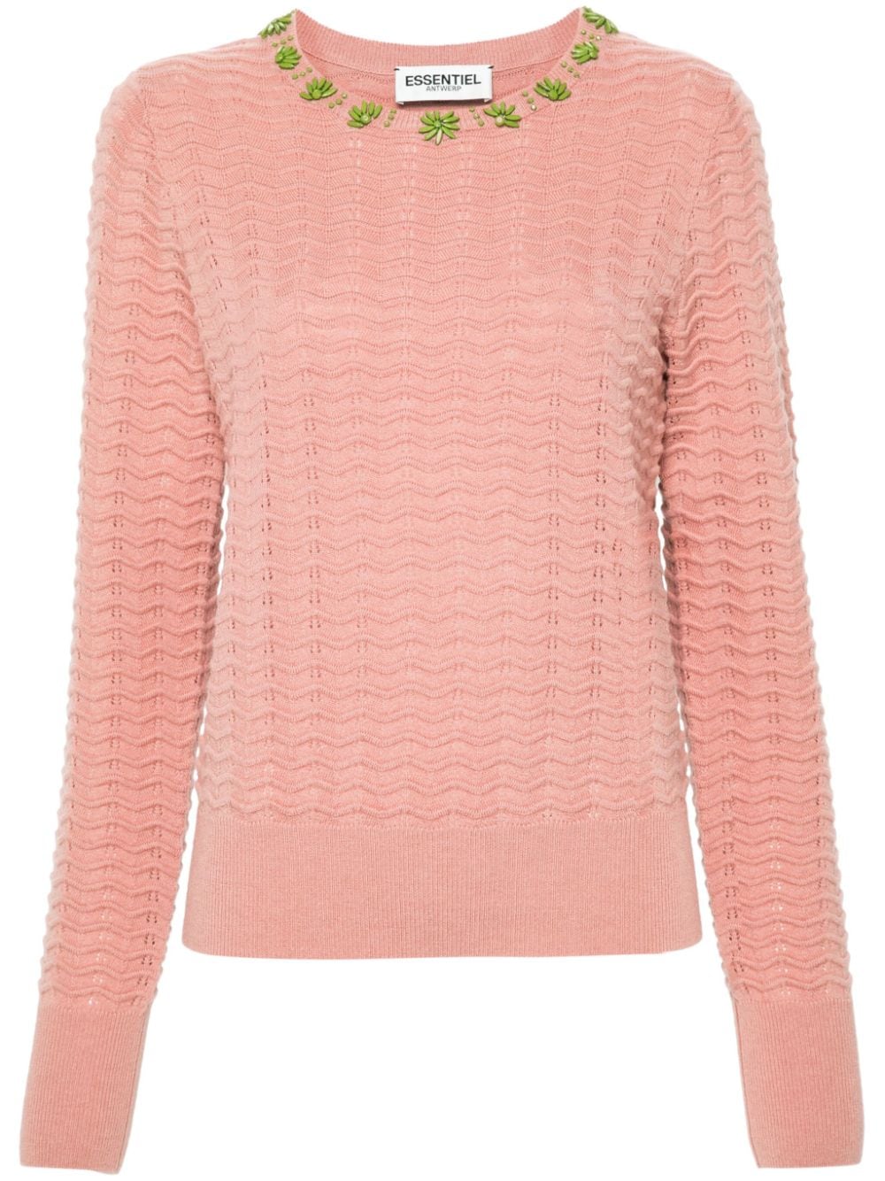 Essentiel Antwerp floral-appliqué knitted sweater - Pink von Essentiel Antwerp