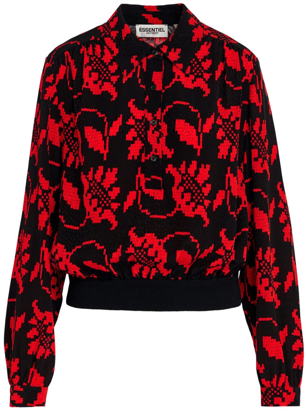 Essentiel Antwerp floral-print polo top - Black von Essentiel Antwerp