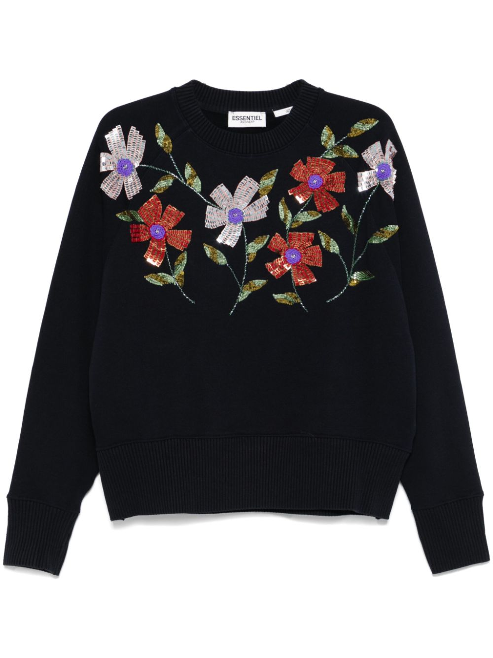 Essentiel Antwerp organic cotton sequin-embellished sweatshirt - Blue von Essentiel Antwerp