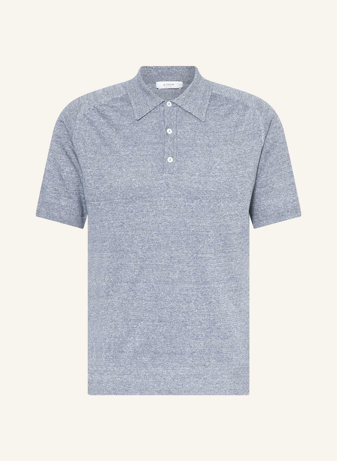 Eton Strick-Poloshirt Mit Leinen blau von Eton