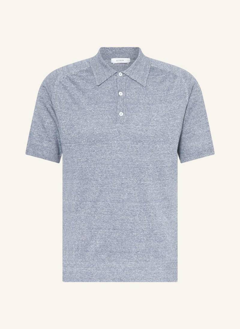 Eton Strick-Poloshirt Mit Leinen blau von Eton