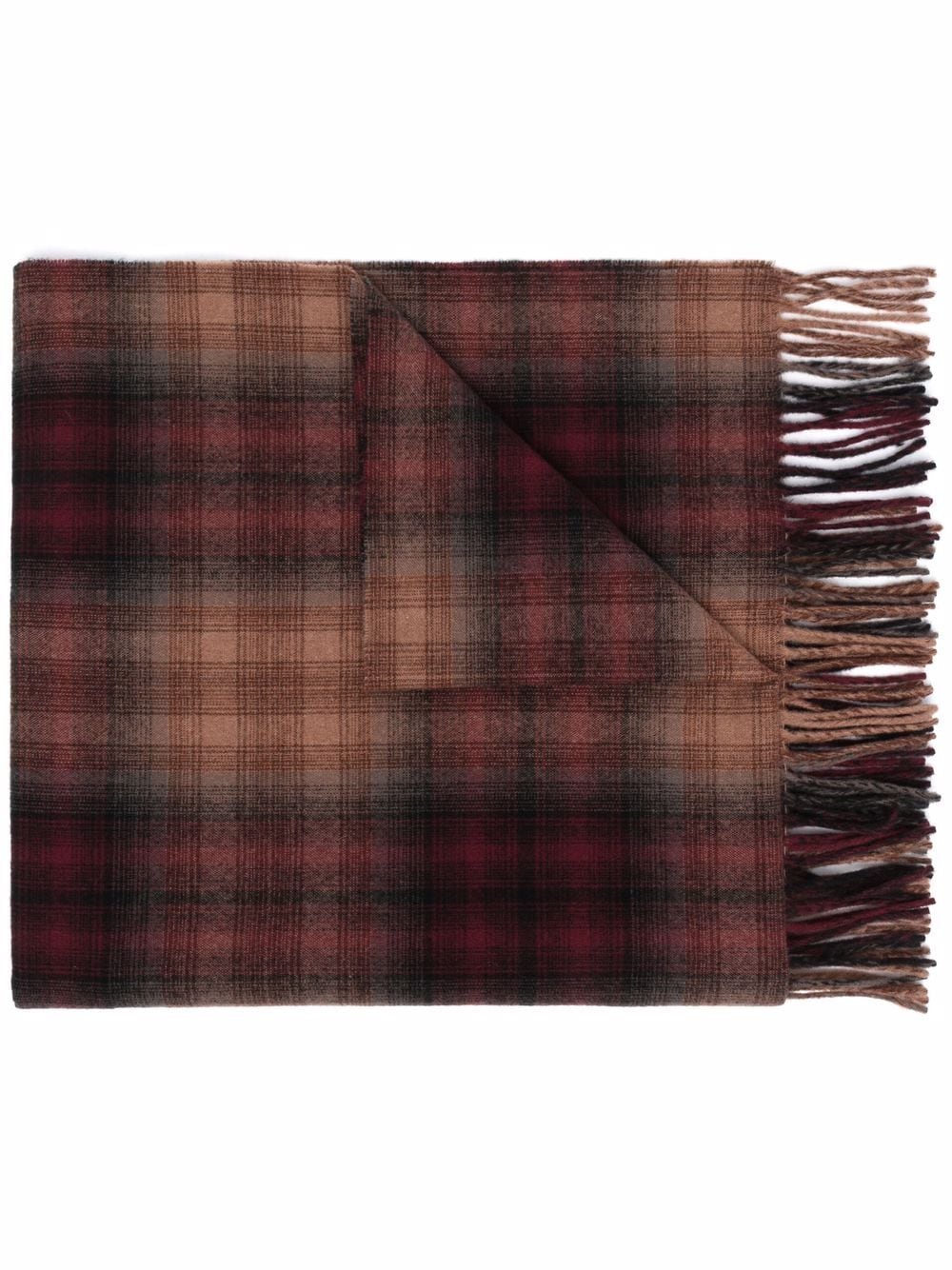 Etudes check fringed scarf - Brown von Etudes