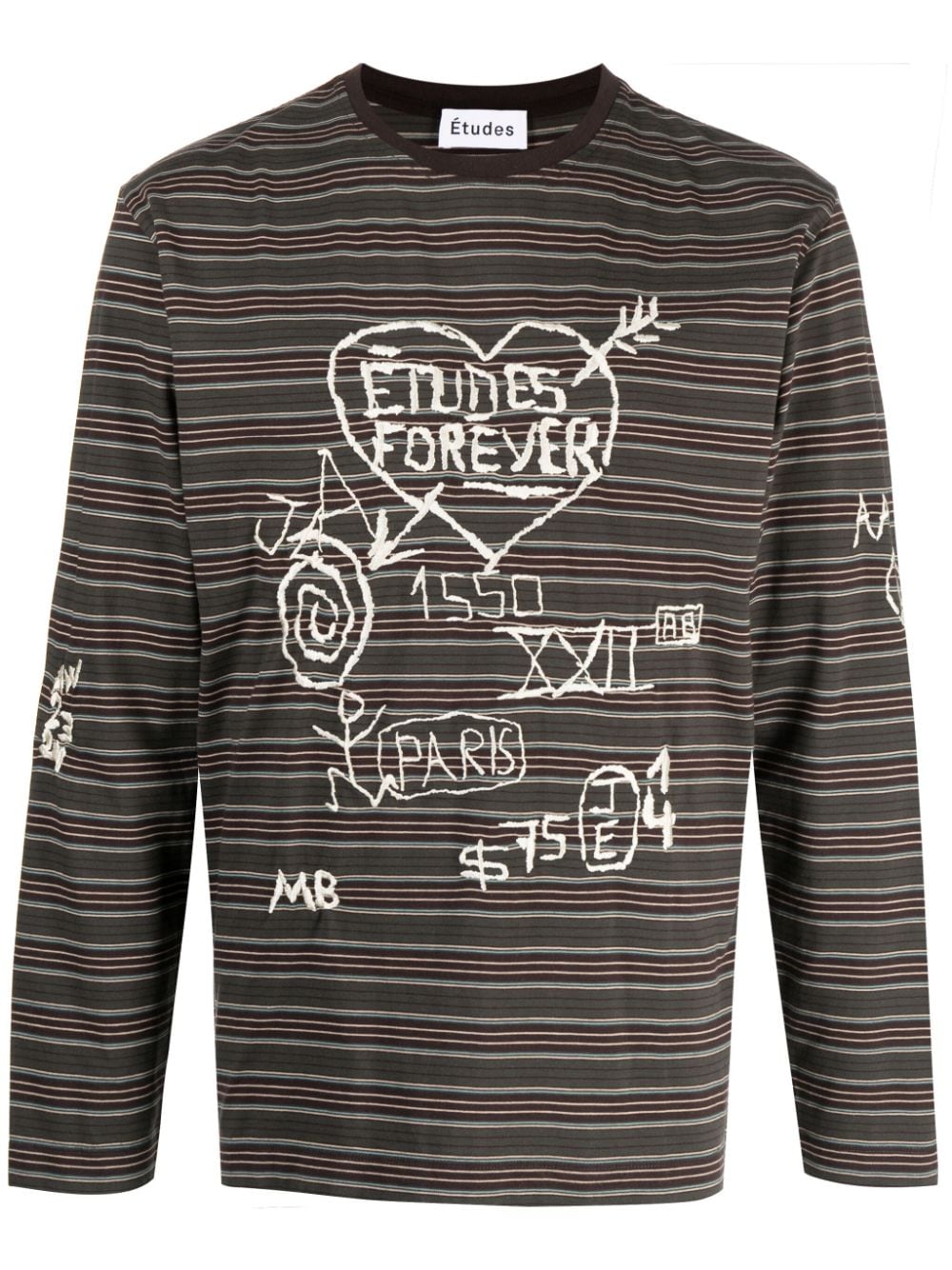 Etudes graffiti-embroidered striped T-shirt - Multicolour von Etudes