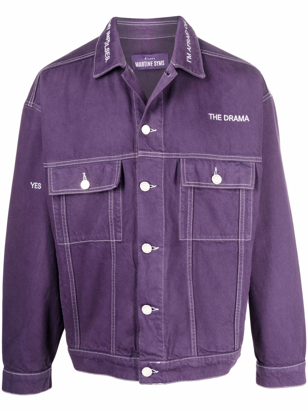Etudes logo-embroidered denim jacket - Purple von Etudes