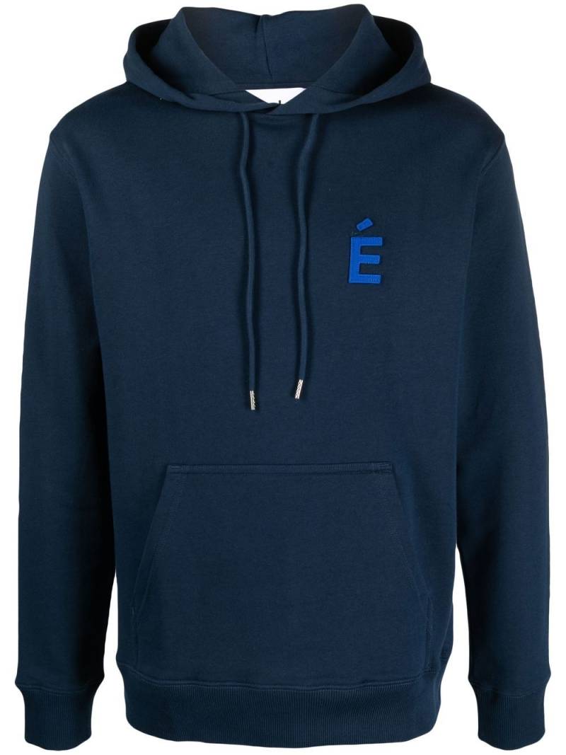 Etudes logo-patch organic cotton hoodie - Blue von Etudes