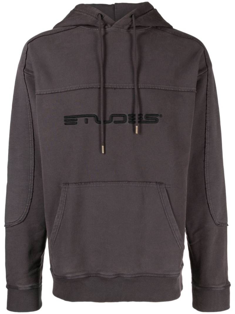 Etudes logo-print panelled hoodie - Blue von Etudes