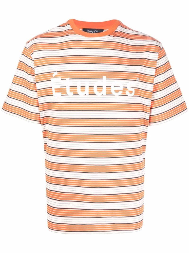 Etudes logo-print striped T-shirt - Orange von Etudes