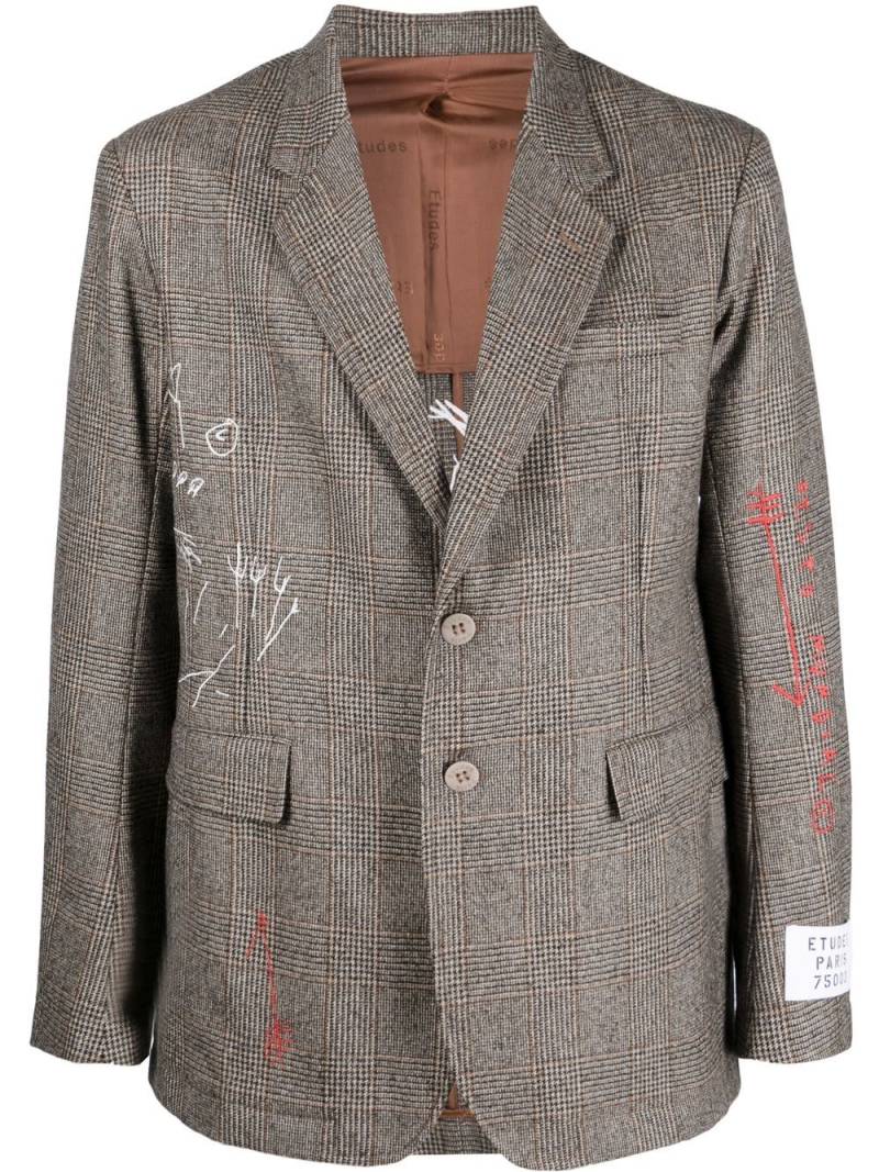 Etudes scribble-print single-breasted blazer - Brown von Etudes