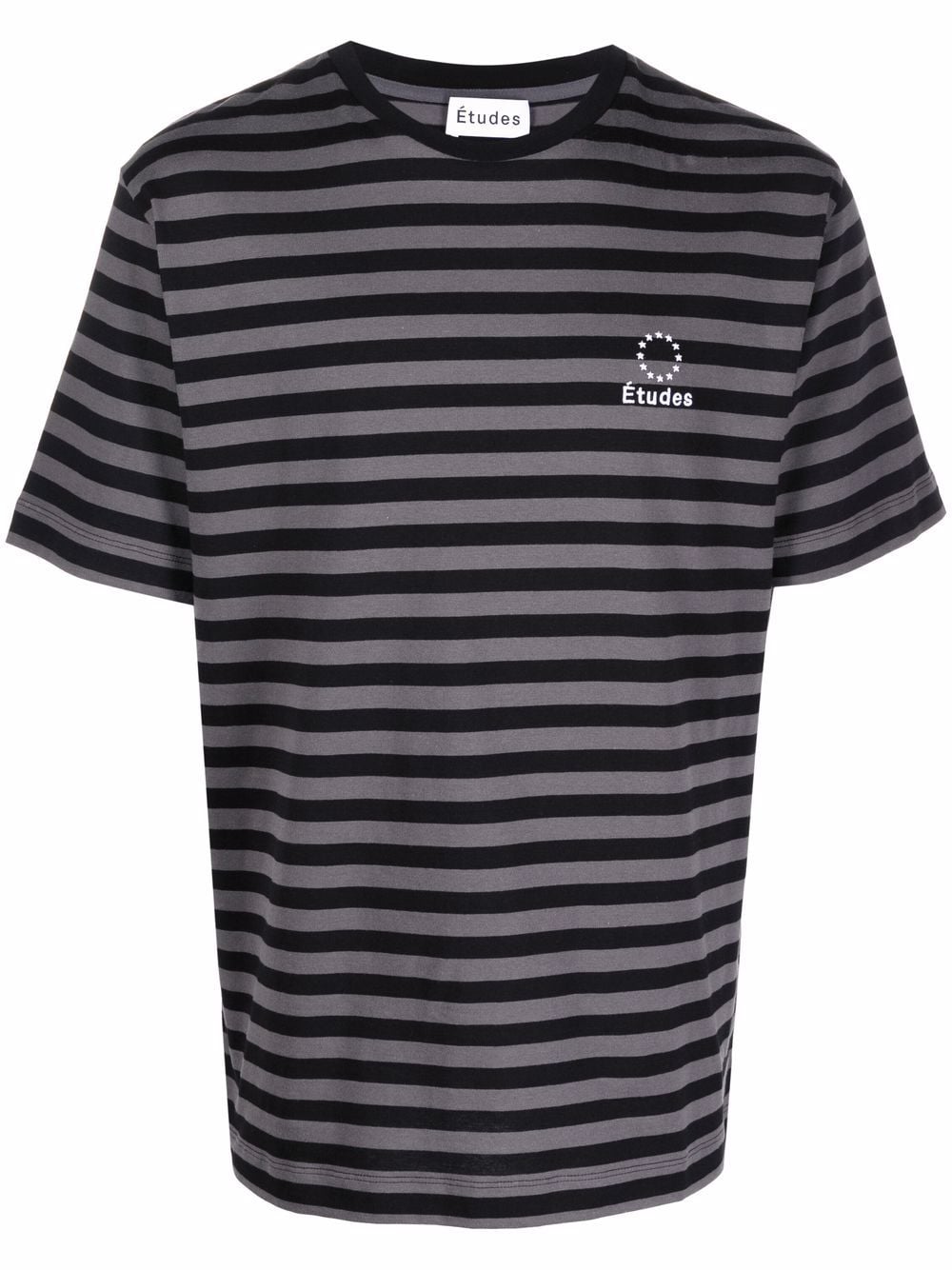 Etudes striped logo-embroidered T-shirt - Grey von Etudes