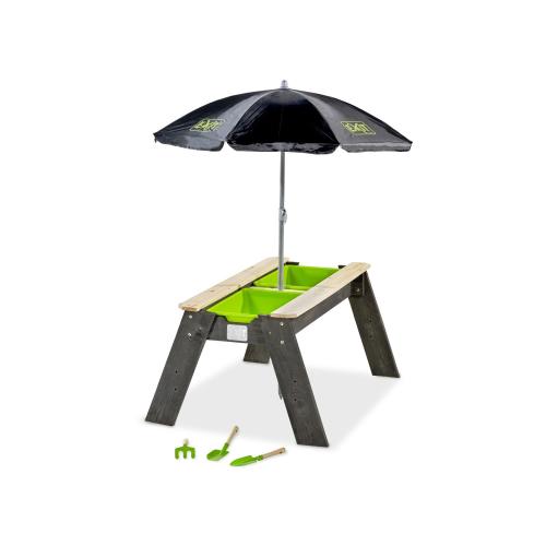 EXIT Aksent Sand- und Wassertisch mit Sonnenschirm und Gartenwerkzeugen - 69x94cm von Exit Toys