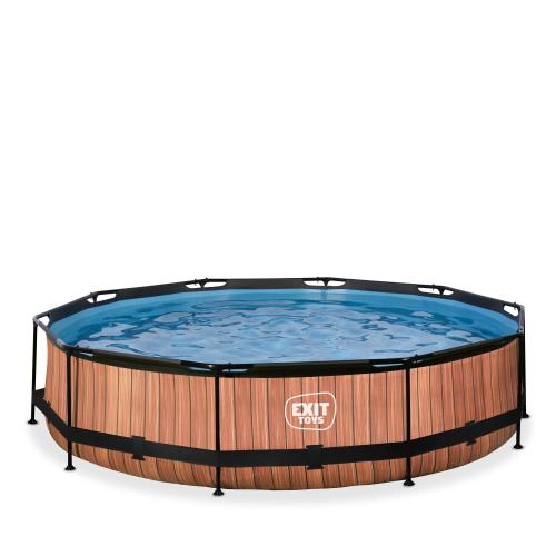 EXIT Wood Pool 360x76cm mit Filterpumpe - braun von Exit Toys