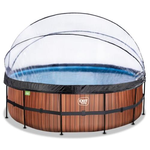 EXIT Wood Pool mit Sandfilterpumpe und Abdeckung - braun, ø450x122cm von Exit Toys