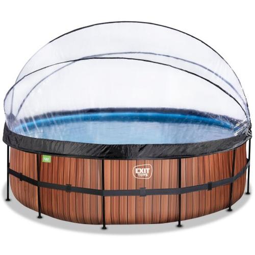 EXIT Wood Pool mit Sandfilterpumpe und Abdeckung - braun, ø488x122cm von Exit Toys