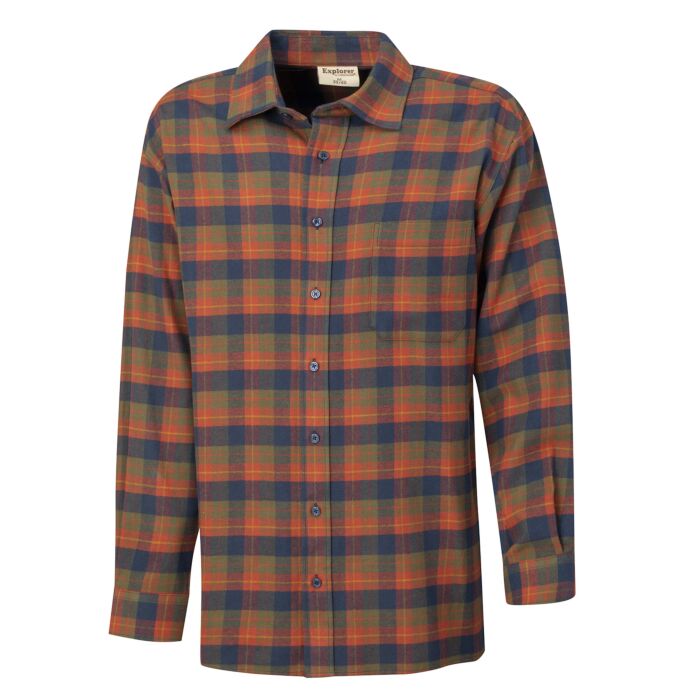 Flanellhemd orange-grün kariert, 43/44 (Xl) von Explorer