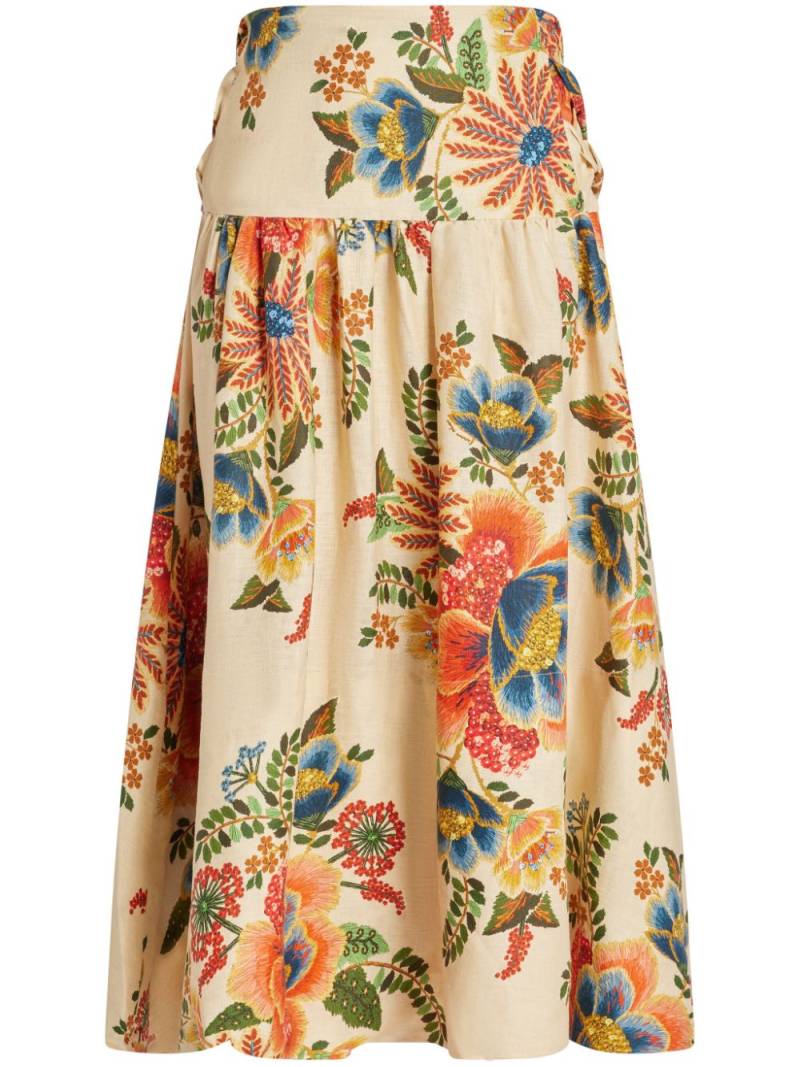 FARM Rio Garden print midi-skirt - Neutrals von FARM Rio