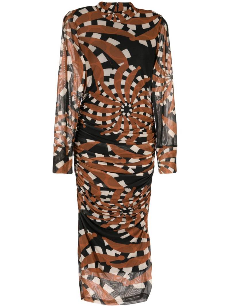 FARM Rio abstract-print tulle midi dress - Black von FARM Rio