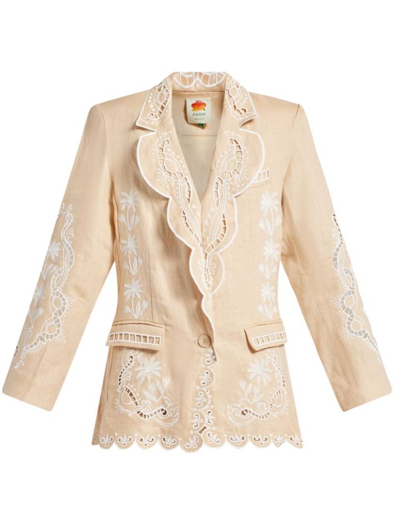 FARM Rio embroidered linen blazer - Neutrals von FARM Rio