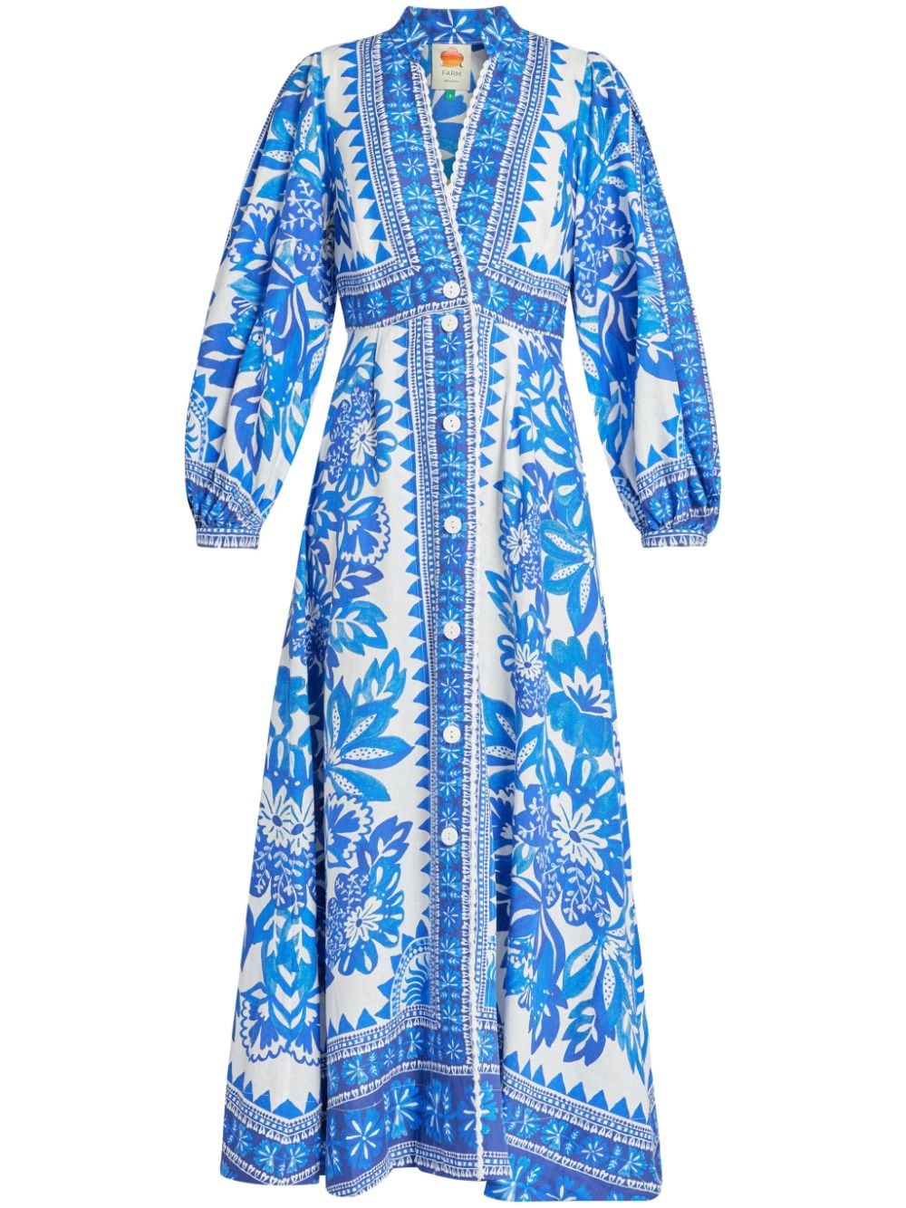 FARM Rio floral-print linen maxi dress - Blue von FARM Rio