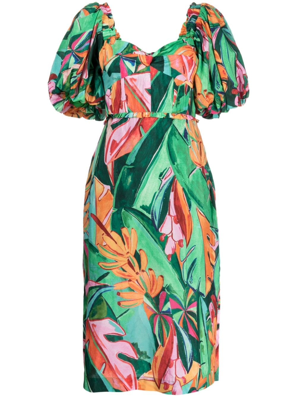 FARM Rio floral-print puff-sleeve midi dress - Multicolour von FARM Rio