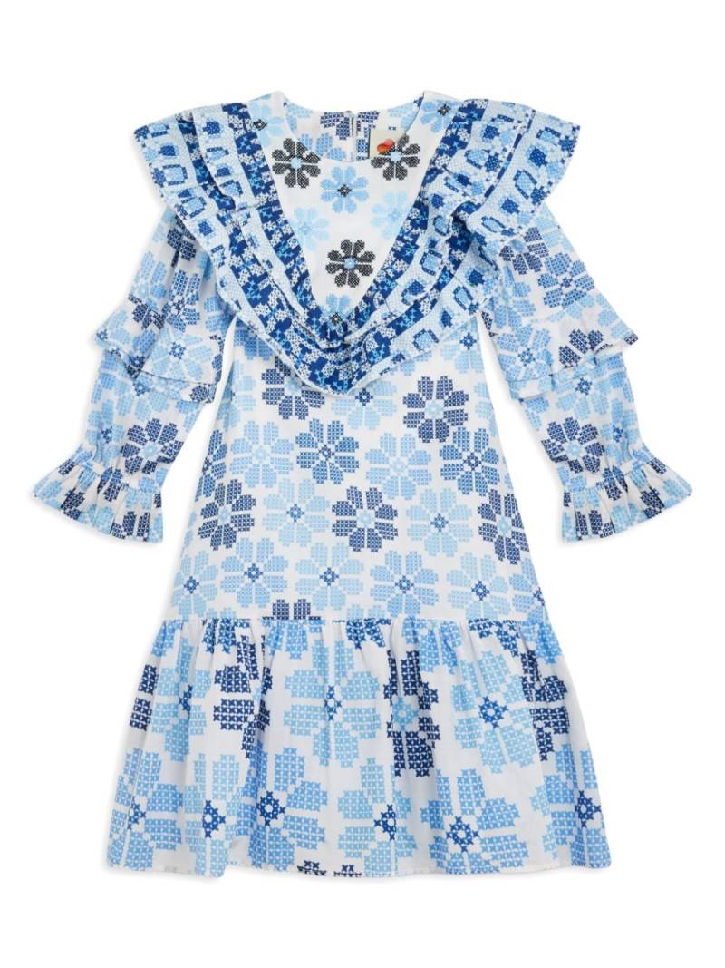 FARM Rio floral-print ruffled dress - Blue von FARM Rio