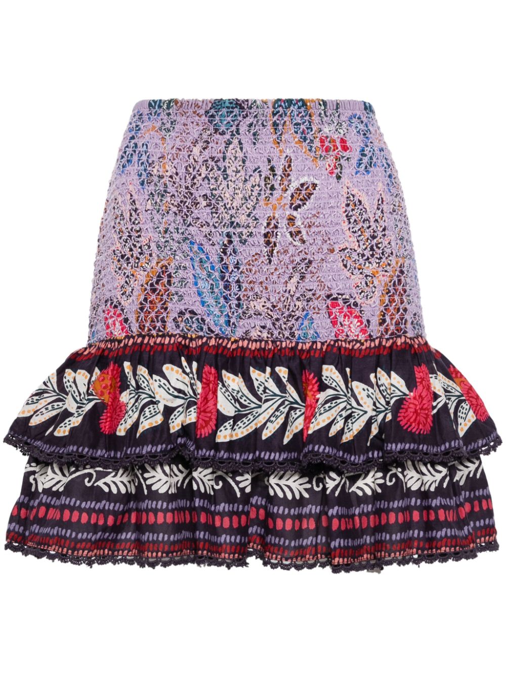 FARM Rio floral-print ruffled skirt - Purple von FARM Rio