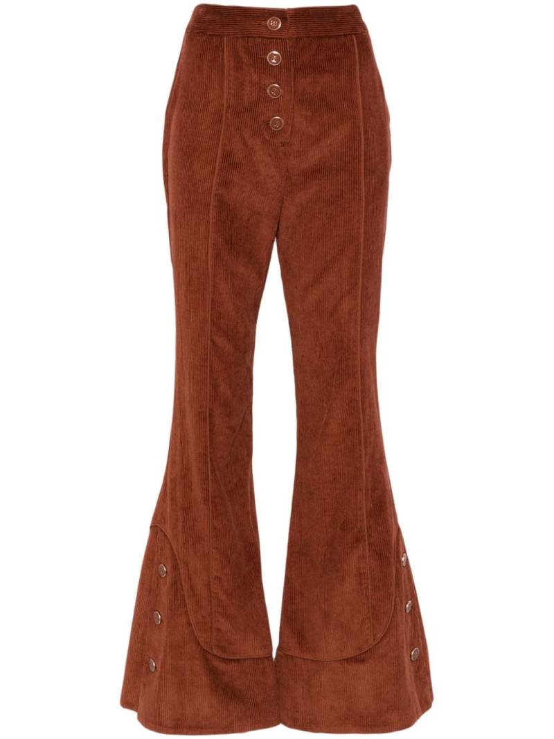 FARM Rio high-waisted corduroy flared trousers - Brown von FARM Rio