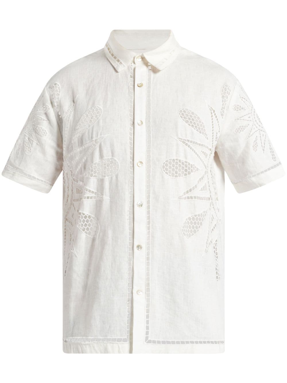 FARM Rio lace-panelling linen shirt - White von FARM Rio